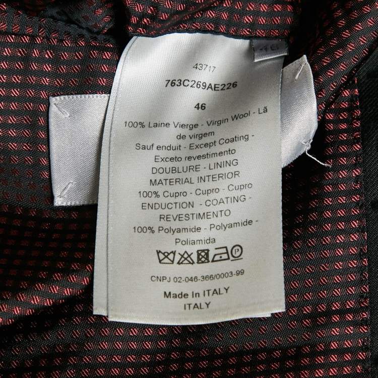 Pre Owned Dior Homme Black Wool Flock Detail Single Breasted Blazer S