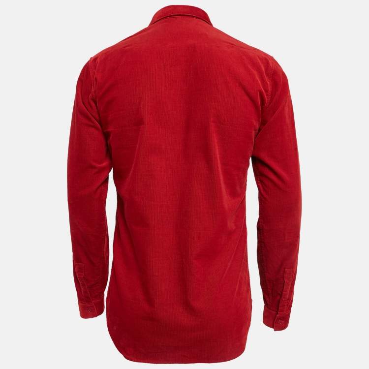 Pre Owned Dior Homme Red Corduroy Regular Fit Shirt S