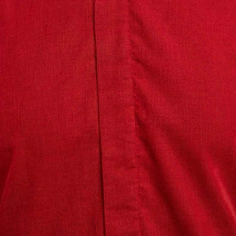 Pre Owned Dior Homme Red Corduroy Regular Fit Shirt S