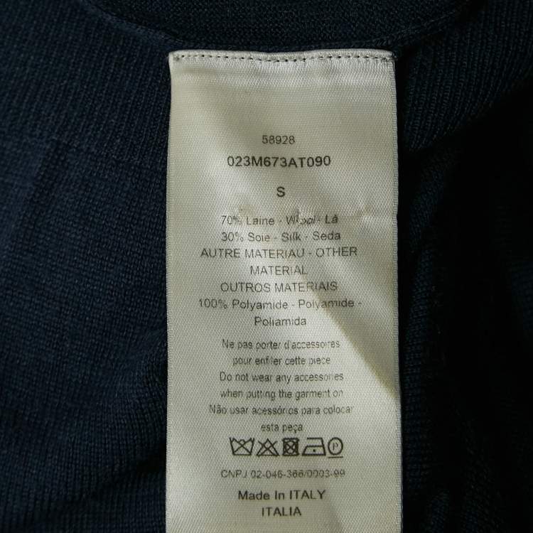 Pre Owned Dior Homme X Daniel Arsham Navy Blue Crack Effect Short Sleeve Sweatshirt S