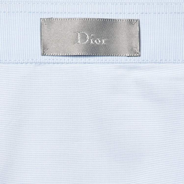 Pre Owned Dior Homme Blue Embroidered Cotton Button Front Shirt M