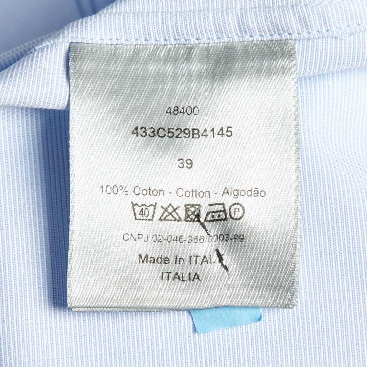 Pre Owned Dior Homme Blue Embroidered Cotton Button Front Shirt M
