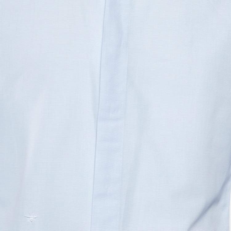 Pre Owned Dior Homme Blue Embroidered Cotton Button Front Shirt M