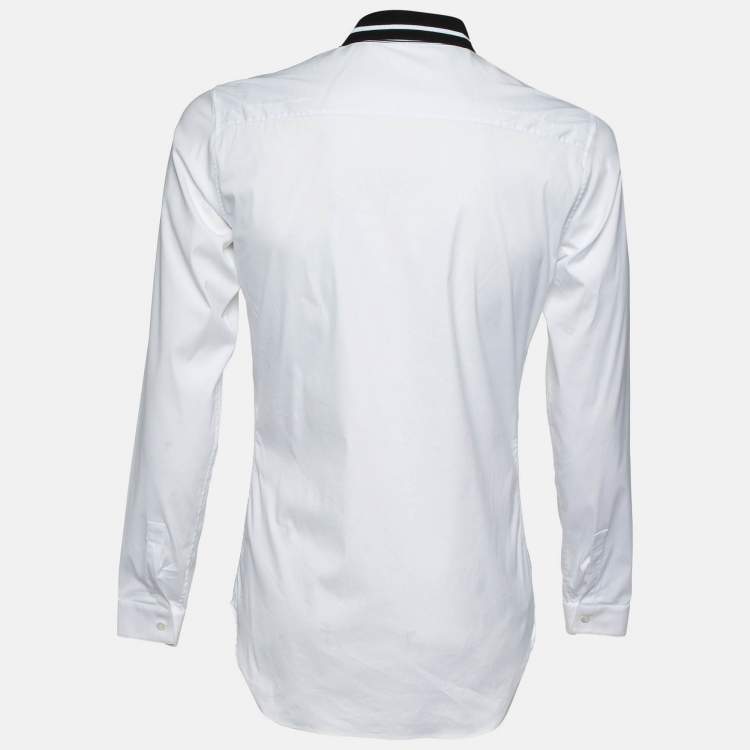 Pre Owned Dior Homme White Bug Embroidered Cotton Shirt M