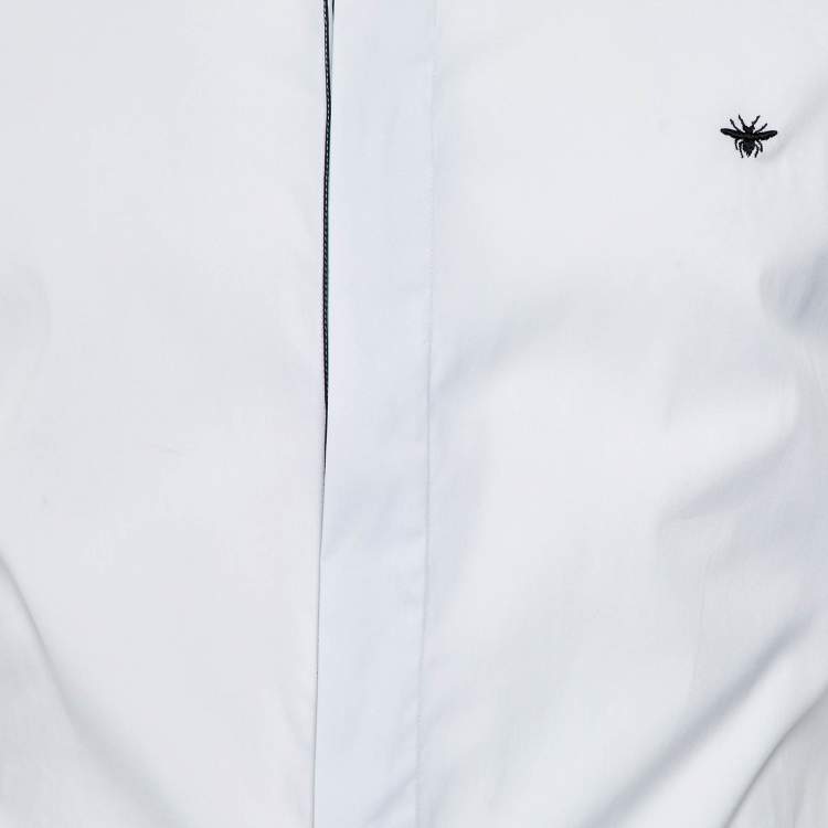Pre Owned Dior Homme White Bug Embroidered Cotton Shirt M