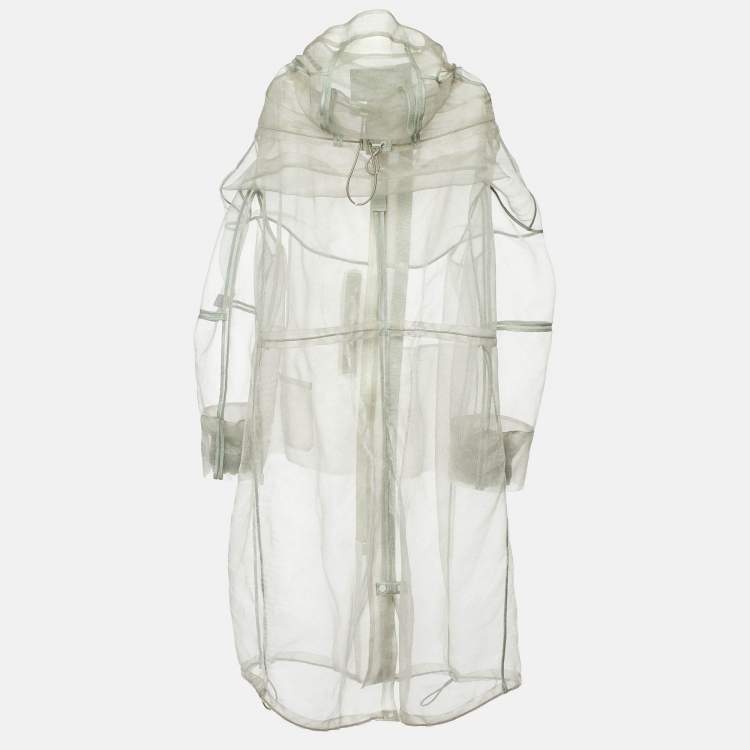 Pre Owned Dior Homme Sage Green Sheer Tulle Hooded Long  Jacket M