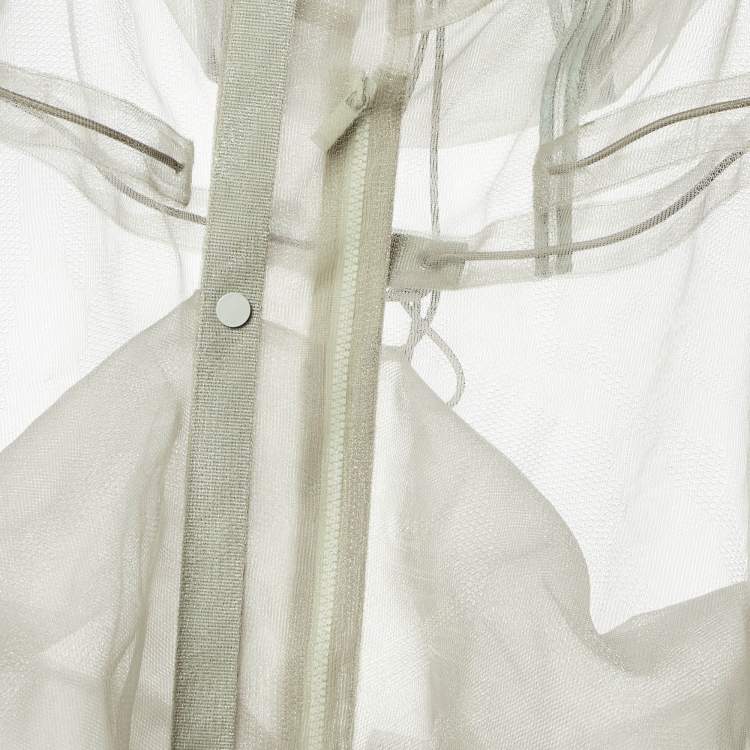 Pre Owned Dior Homme Sage Green Sheer Tulle Hooded Long  Jacket M