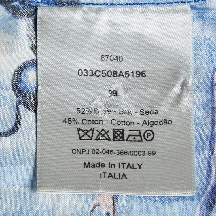 Pre Owned Dior Homme x Kenny Scharf Blue Swirl Sealife Satin Shirt M