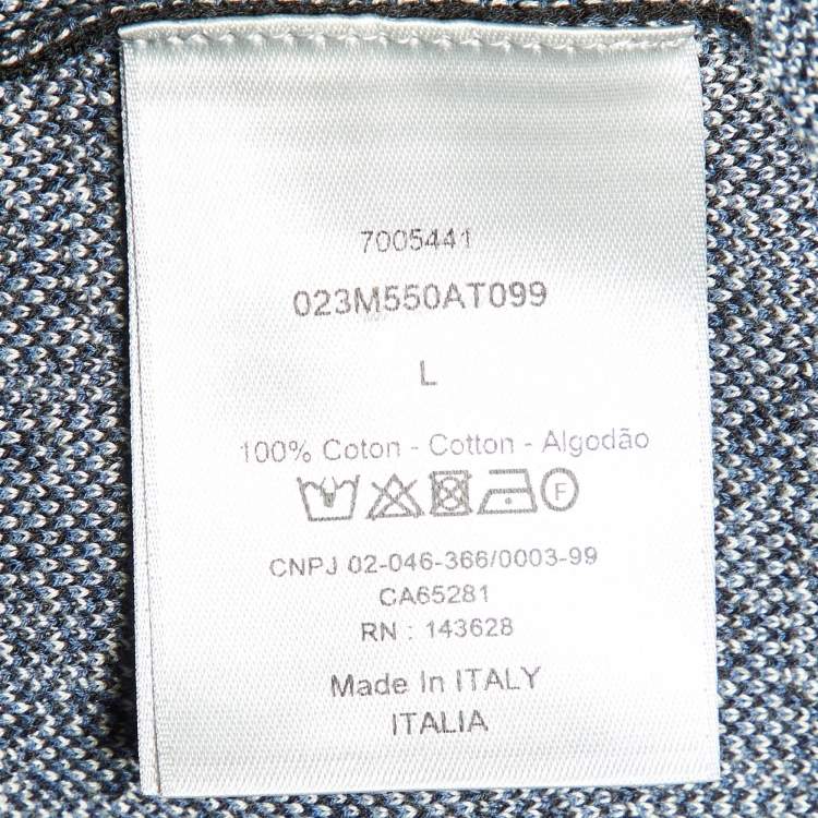 Pre Owned Dior Homme Blue Oblique Jacquard Knit Overshirt L