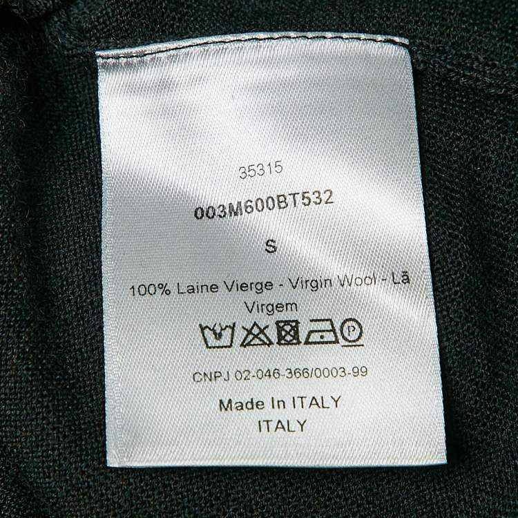 Pre Owned Dior Homme Dark Green Wool Knit V-Neck Sweatshirt S