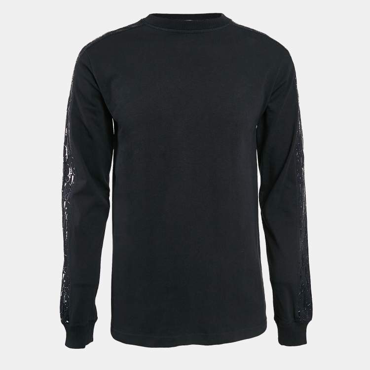Pre Owned Dior Homme Blue Oblique Print Sleeve Cotton Knit Sweatshirt XS