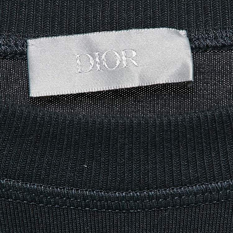 Pre Owned Dior Homme Blue Oblique Print Sleeve Cotton Knit Sweatshirt XS