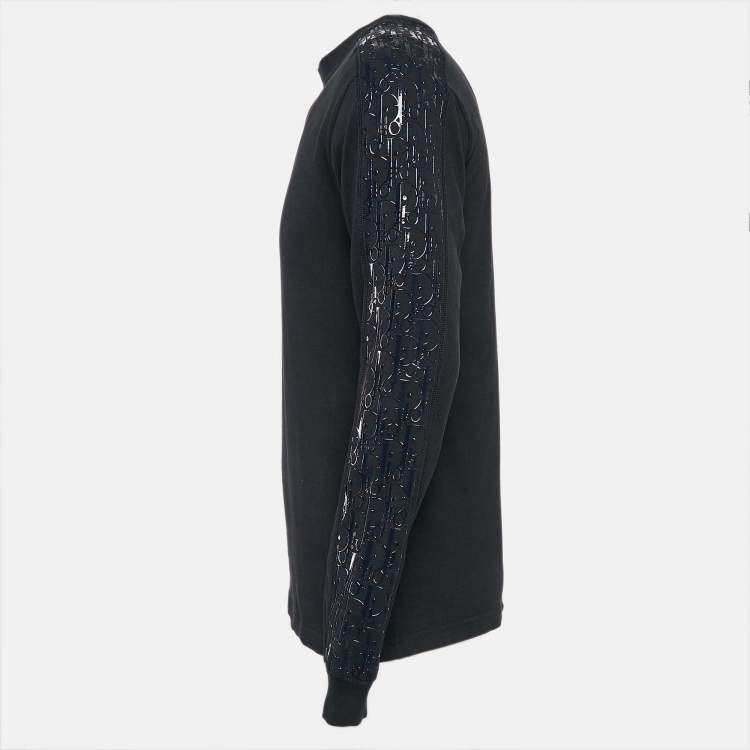 Pre Owned Dior Homme Blue Oblique Print Sleeve Cotton Knit Sweatshirt XS