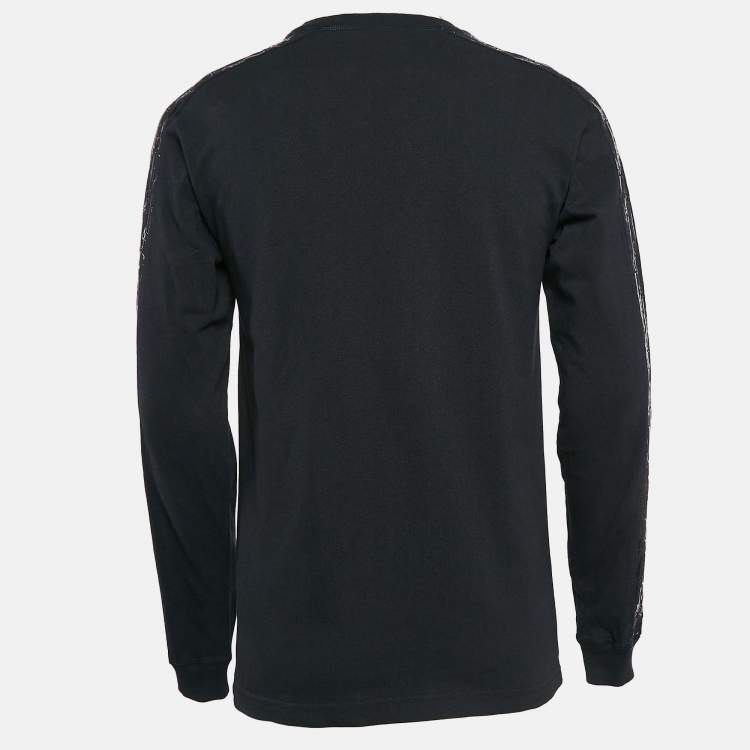 Pre Owned Dior Homme Blue Oblique Print Sleeve Cotton Knit Sweatshirt XS