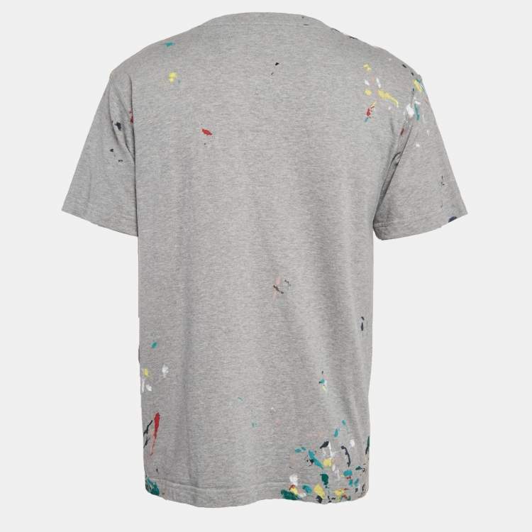 Pre Owned Dior Homme Grey Printed Cotton Knit Crew Neck T-Shirt M