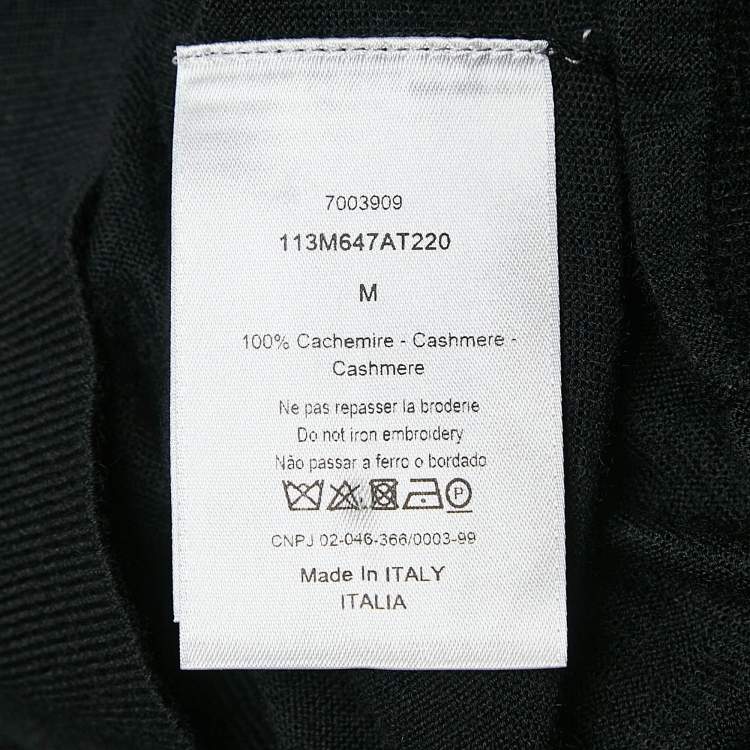 Pre Owned Dior Homme Black Logo Embossed Cashmere Jumper M