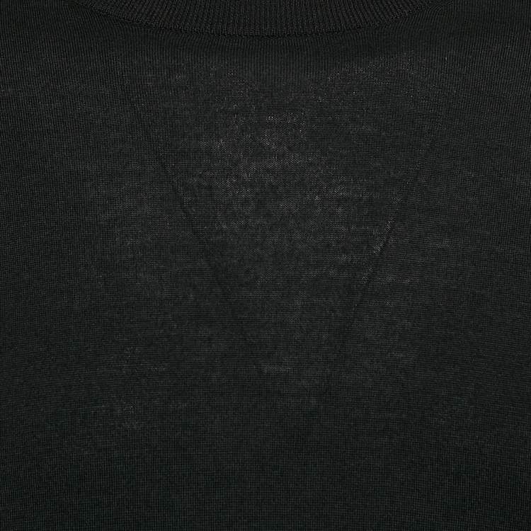 Pre Owned Dior Homme Black Logo Embossed Cashmere Jumper M