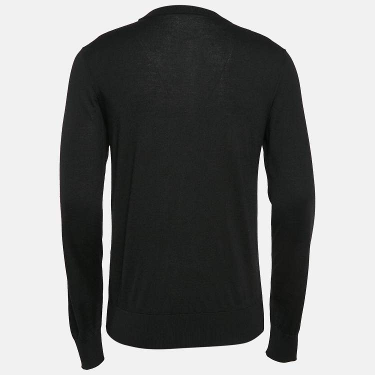 Pre Owned Dior Homme Black Logo Embossed Cashmere Jumper M