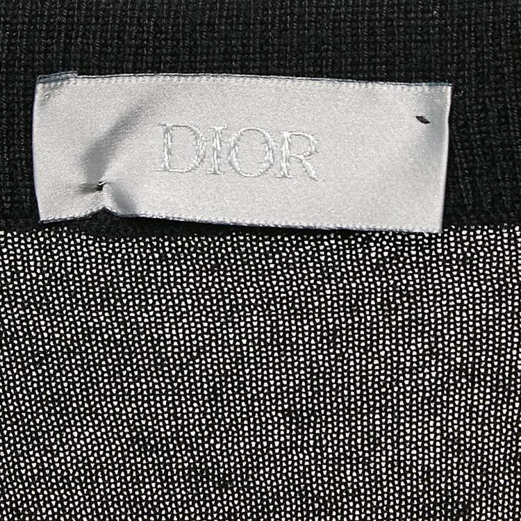 Pre Owned Dior Homme Black Logo Embossed Cashmere Jumper M