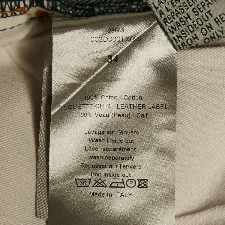 Pre Owned Dior Homme Blue Washed Denim Straight Leg Jeans L Waist 34"