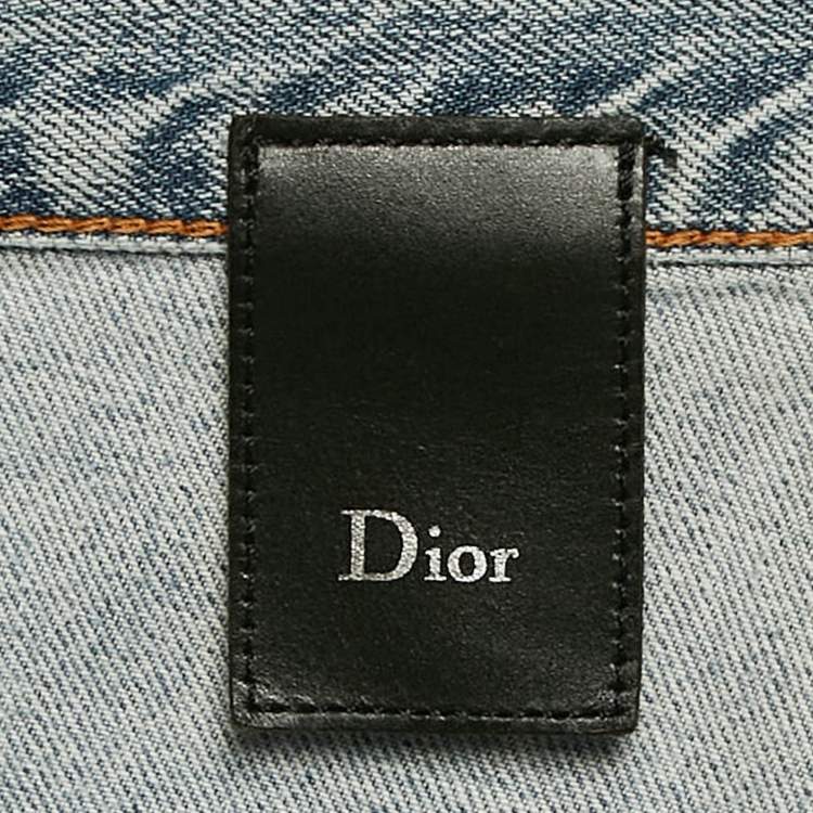 Pre Owned Dior Homme Blue Washed Denim Straight Leg Jeans L Waist 34"