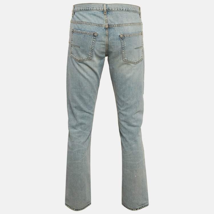 Pre Owned Dior Homme Blue Washed Denim Straight Leg Jeans L Waist 34"