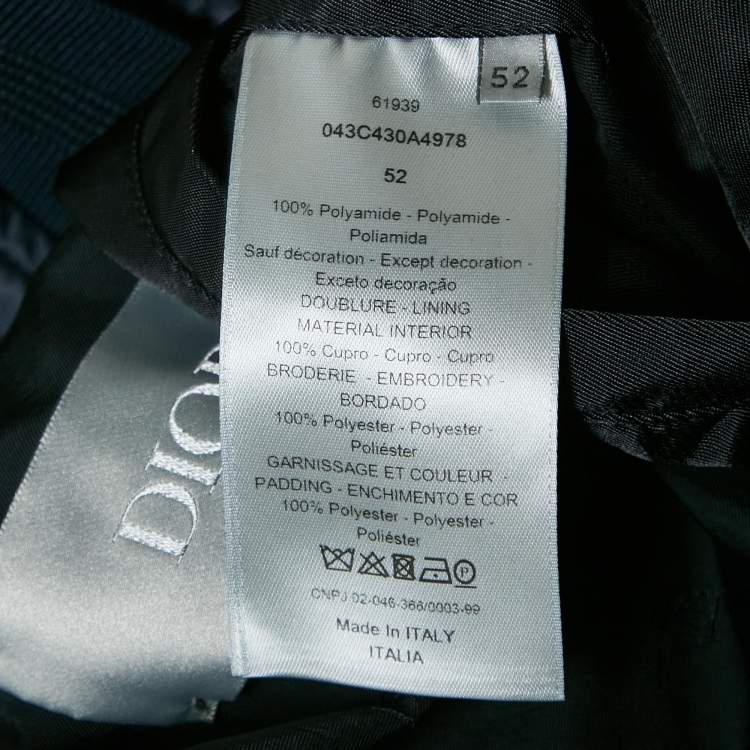 Pre Owned Dior Homme Black/Navy Blue Nylon Zipper Detail Bomber Jacket XL