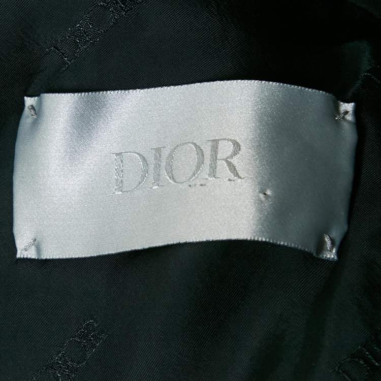 Pre Owned Dior Homme Black/Navy Blue Nylon Zipper Detail Bomber Jacket XL