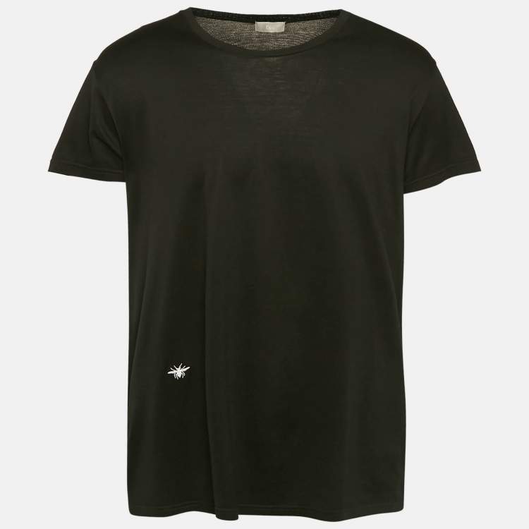 Pre Owned Dior Home Black Bee Embroidered Jersey Crew Neck T-Shirt XL