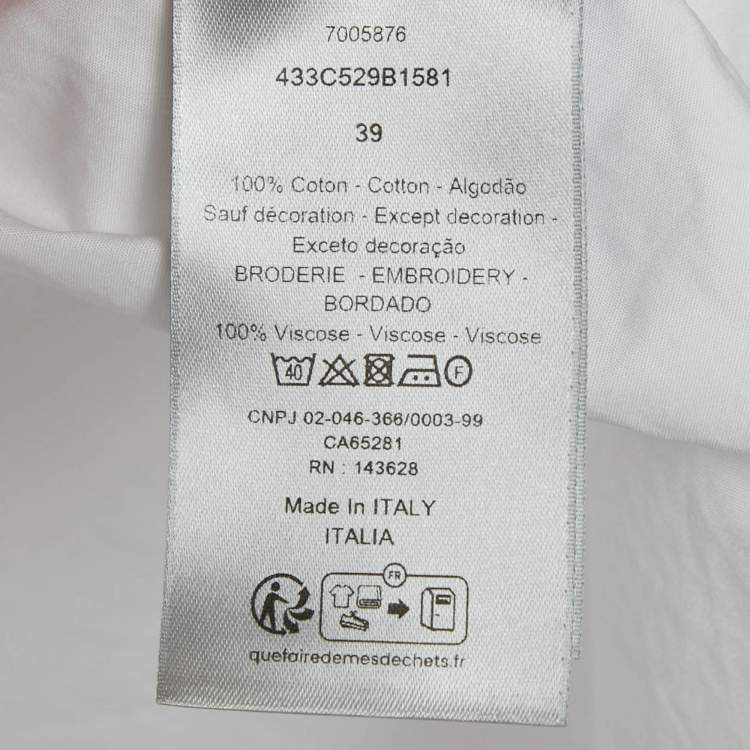 Pre Owned Dior Homme White Bee Embroidered Cotton Button Front Shirt M
