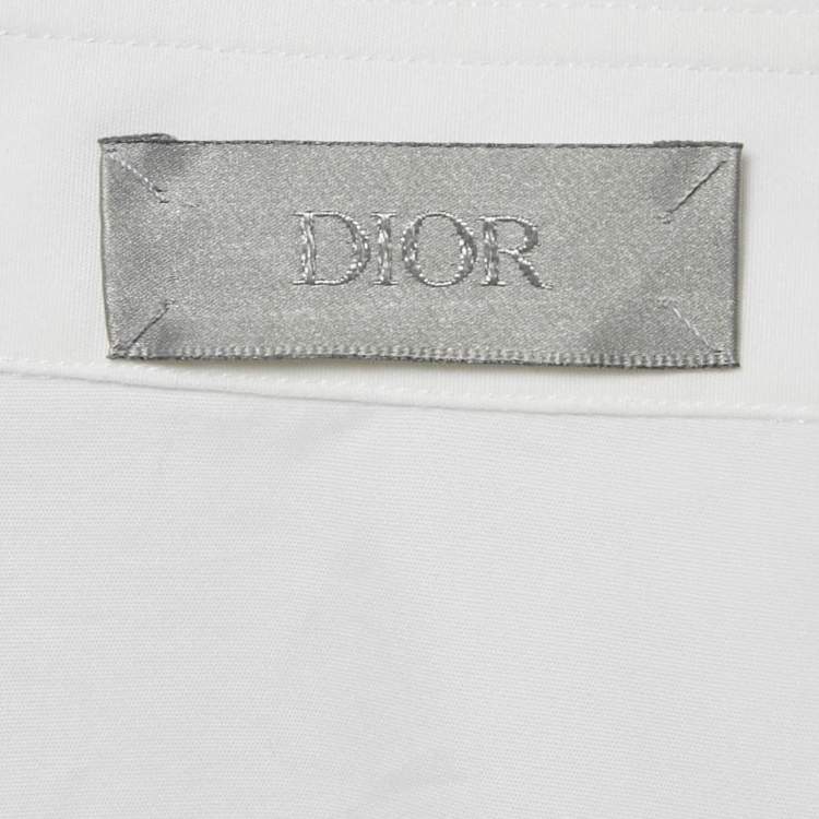 Pre Owned Dior Homme White Bee Embroidered Cotton Button Front Shirt M