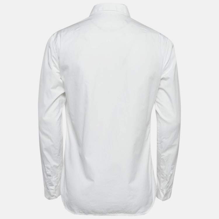Pre Owned Dior Homme White Bee Embroidered Cotton Button Front Shirt M