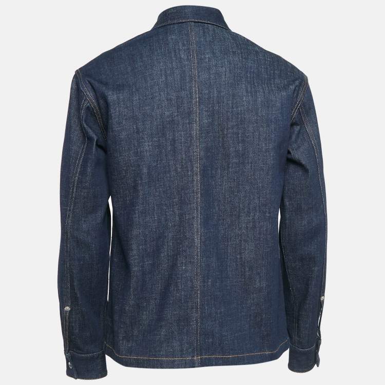 Pre Owned Dior Homme Navy Blue Denim Button Front Jacket S