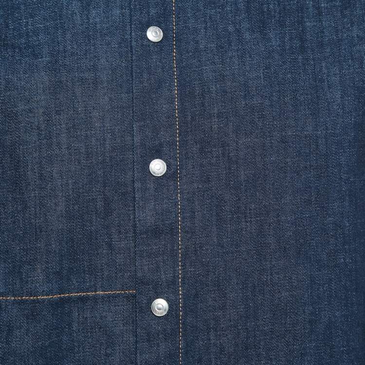 Pre Owned Dior Homme Navy Blue Denim Button Front Jacket S