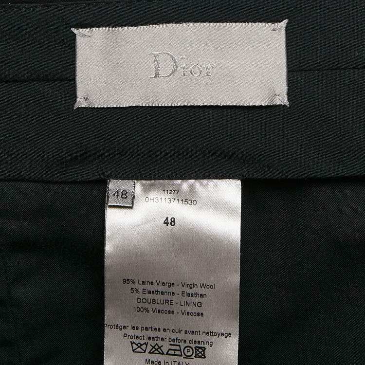 Pre Owned Dior Homme Black Wool Formal Trousers M