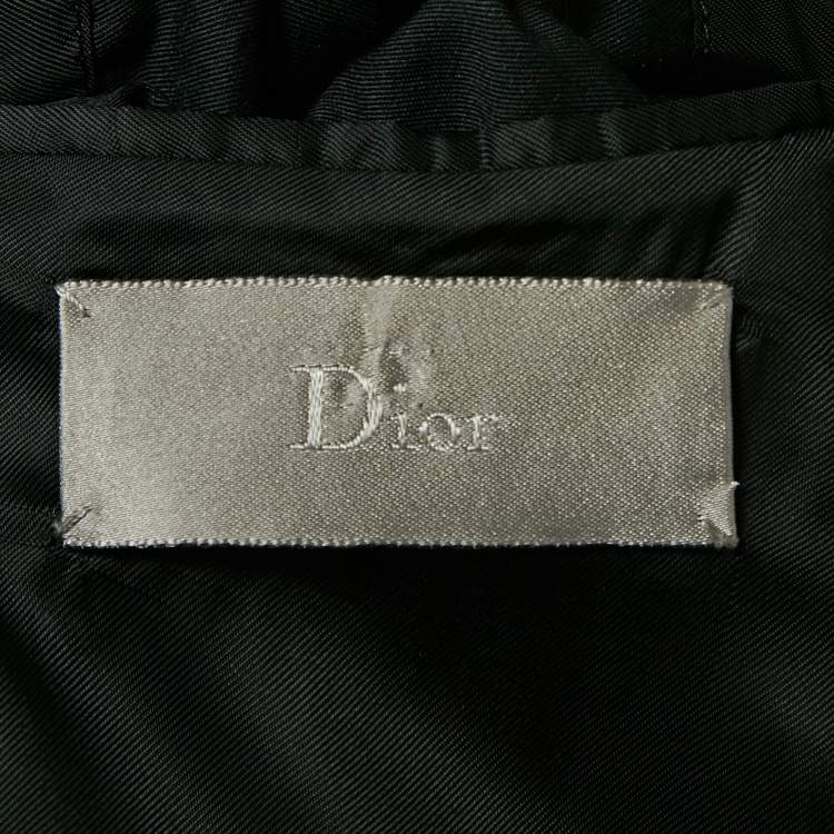Pre Owned Dior Homme Black Leather Trim Wool Single Breasted Blazer L