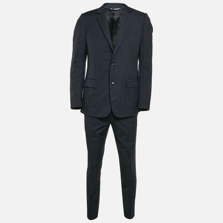 Pre Owned Dior Homme Navy Blue Wool Single Breasted Pants Suit M