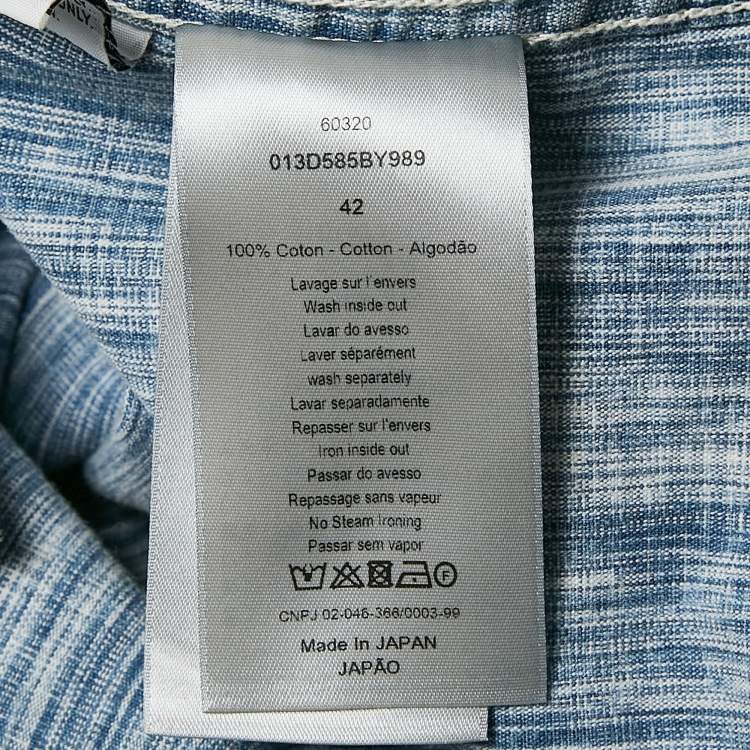 Pre Owned Dior Homme Blue Oblique Jacquard Button Front Shirt XL