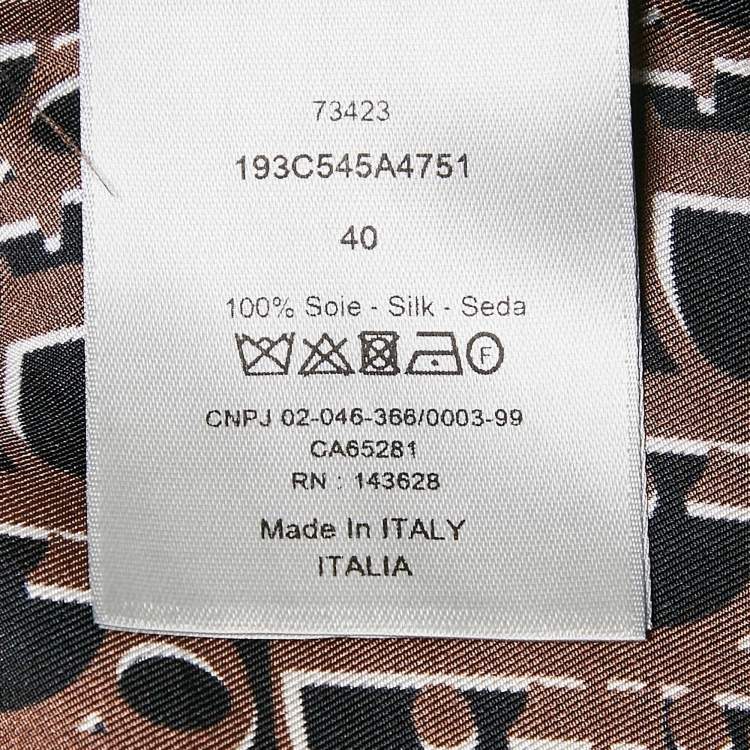Pre Owned Dior Homme Brown Oblique Print Silk Shirt and Shorts Set L