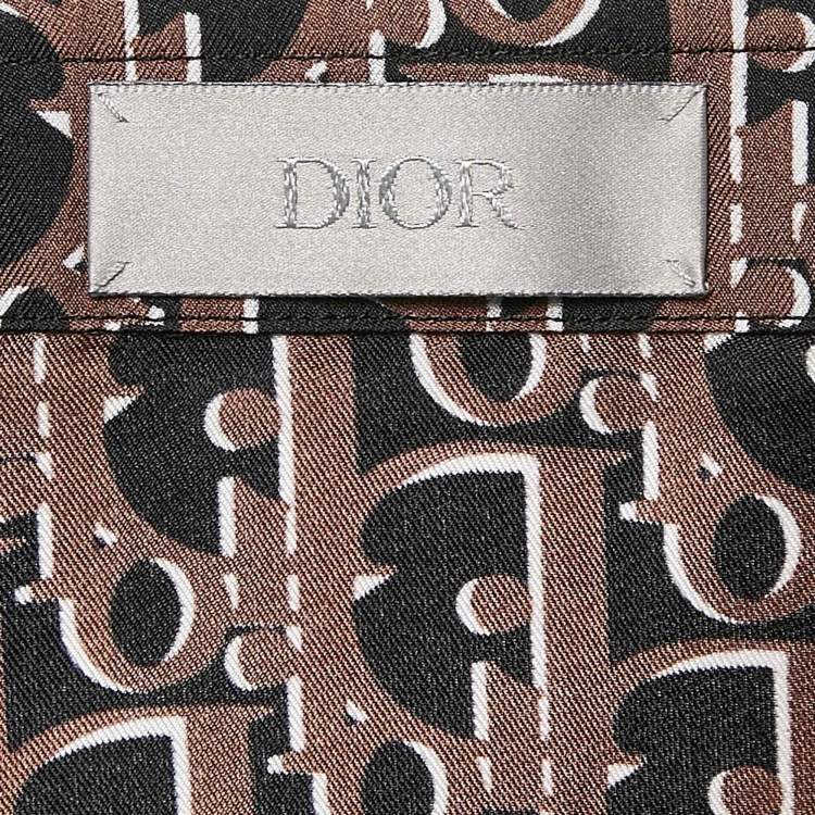 Pre Owned Dior Homme Brown Oblique Print Silk Shirt and Shorts Set L