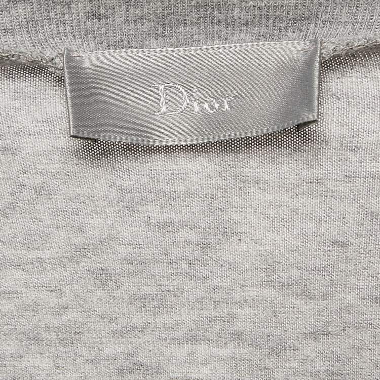 Pre Owned Dior Homme Grey Printed Cotton Half Sleeve T-Shirt M