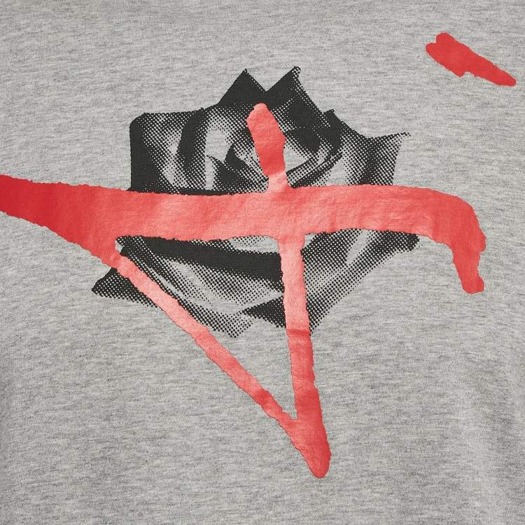 Pre Owned Dior Homme Grey Printed Cotton Half Sleeve T-Shirt M