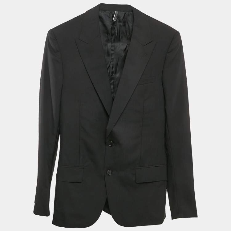 Pre Owned Dior Homme Black Virgin Wool Pants Suit XS