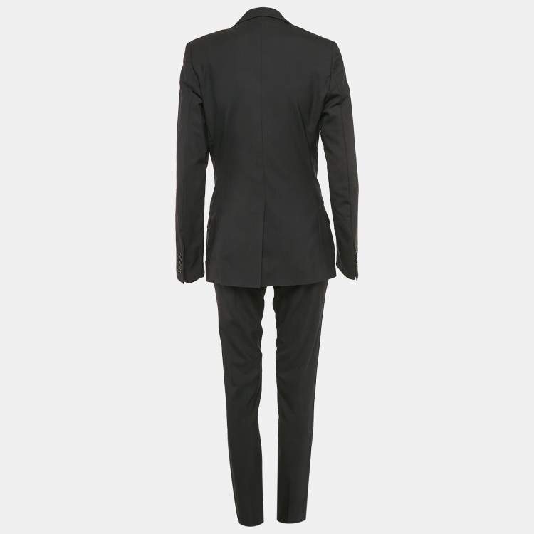 Pre Owned Dior Homme Black Virgin Wool Pants Suit XS