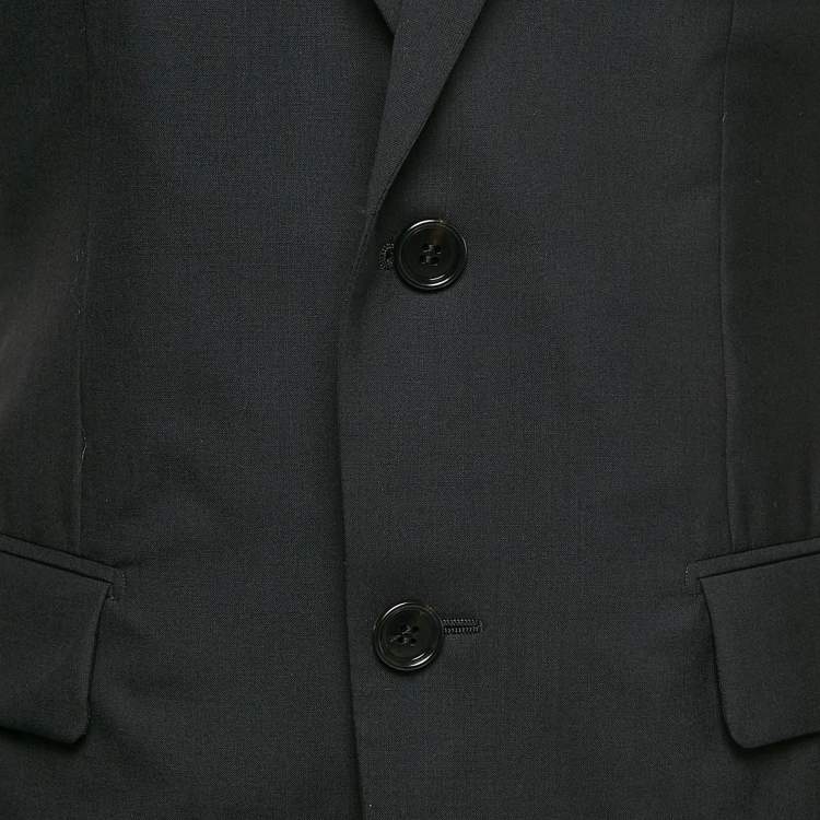Pre Owned Dior Homme Black Virgin Wool Pants Suit XS