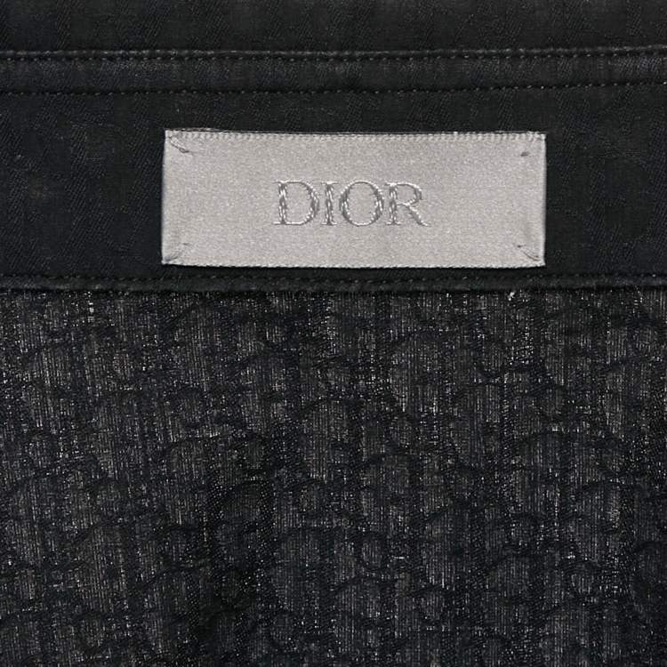 Pre Owned Dior Homme Black Logo Jacquard Cotton Full Sleeve Shirt L
