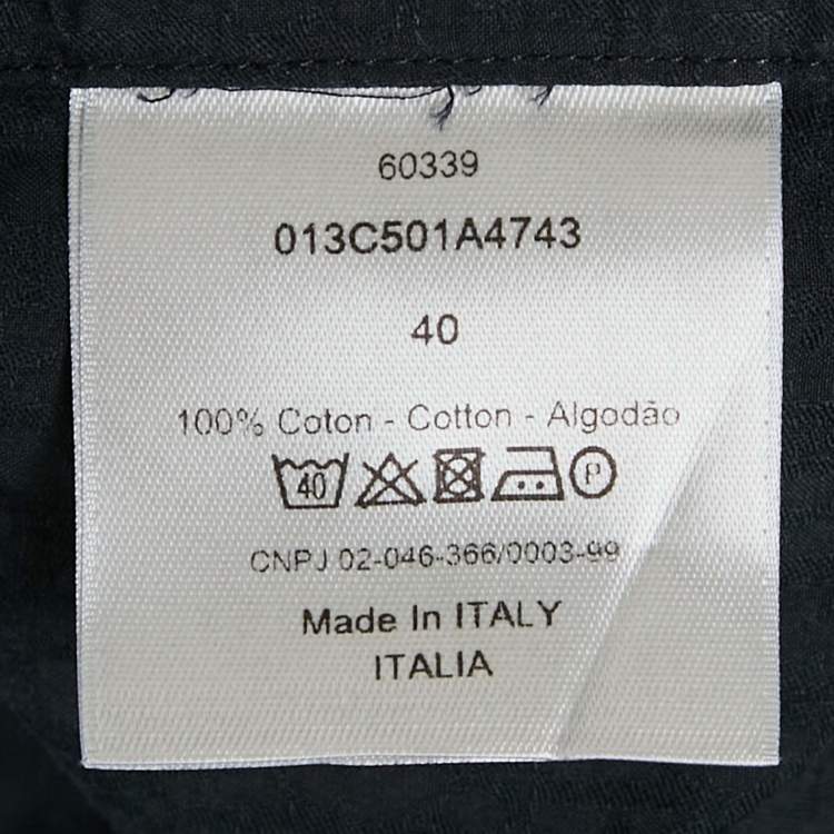 Pre Owned Dior Homme Black Logo Jacquard Cotton Full Sleeve Shirt L