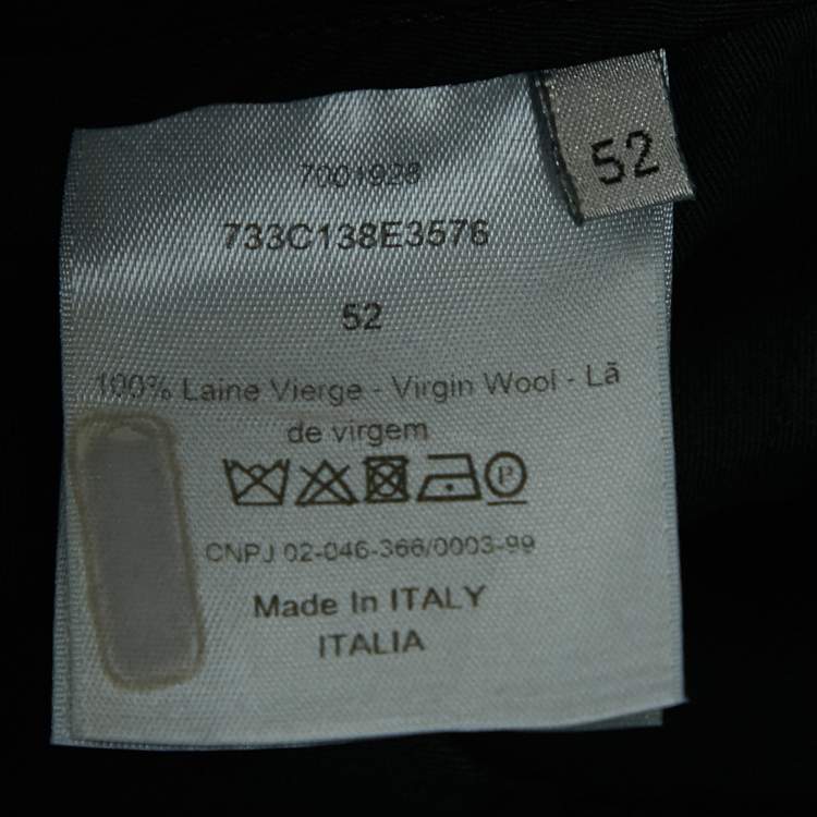 Pre Owned Dior Homme Black Virgin Wool Gabardine Trousers XL