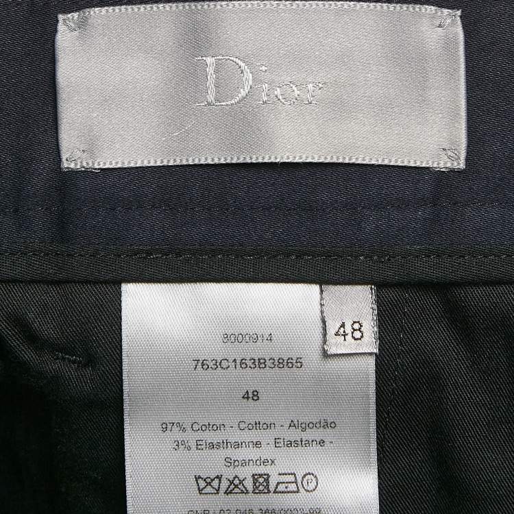 Pre Owned Dior Homme Navy Blue Cotton Trousers M