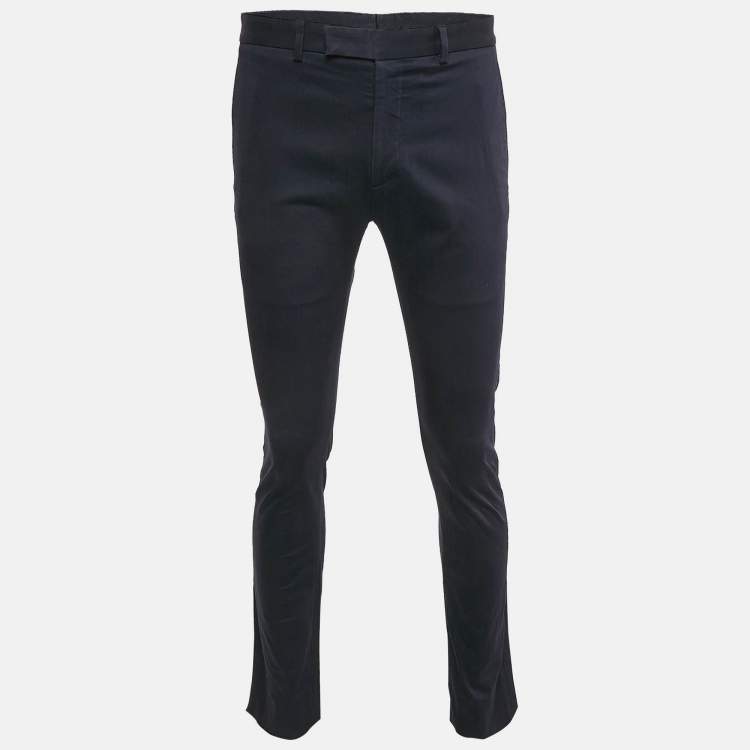 Pre Owned Dior Homme Navy Blue Cotton Trousers M